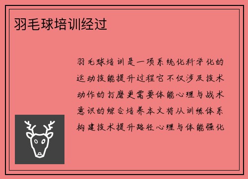 羽毛球培训经过